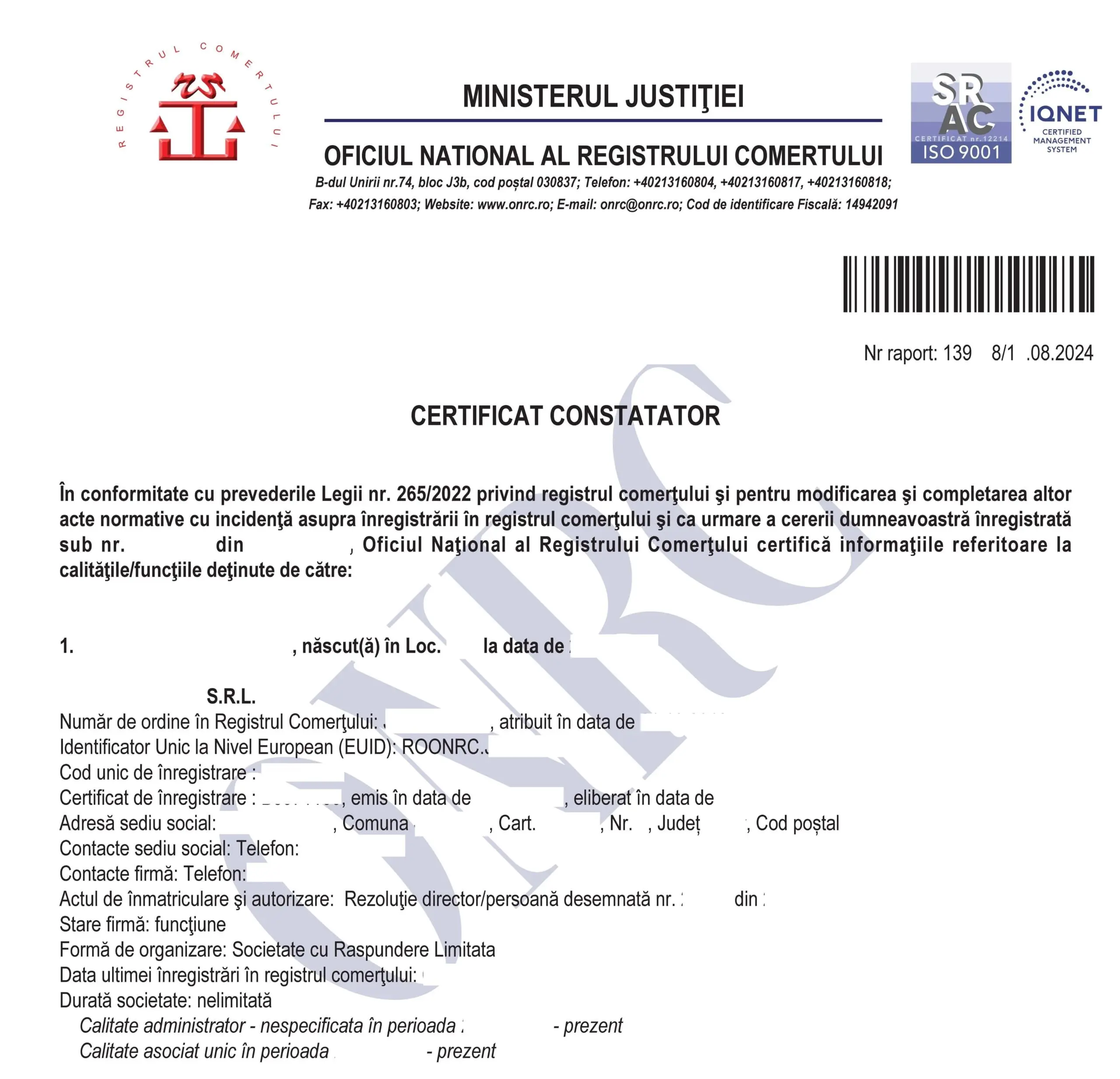 certificat constatator persoană fizică